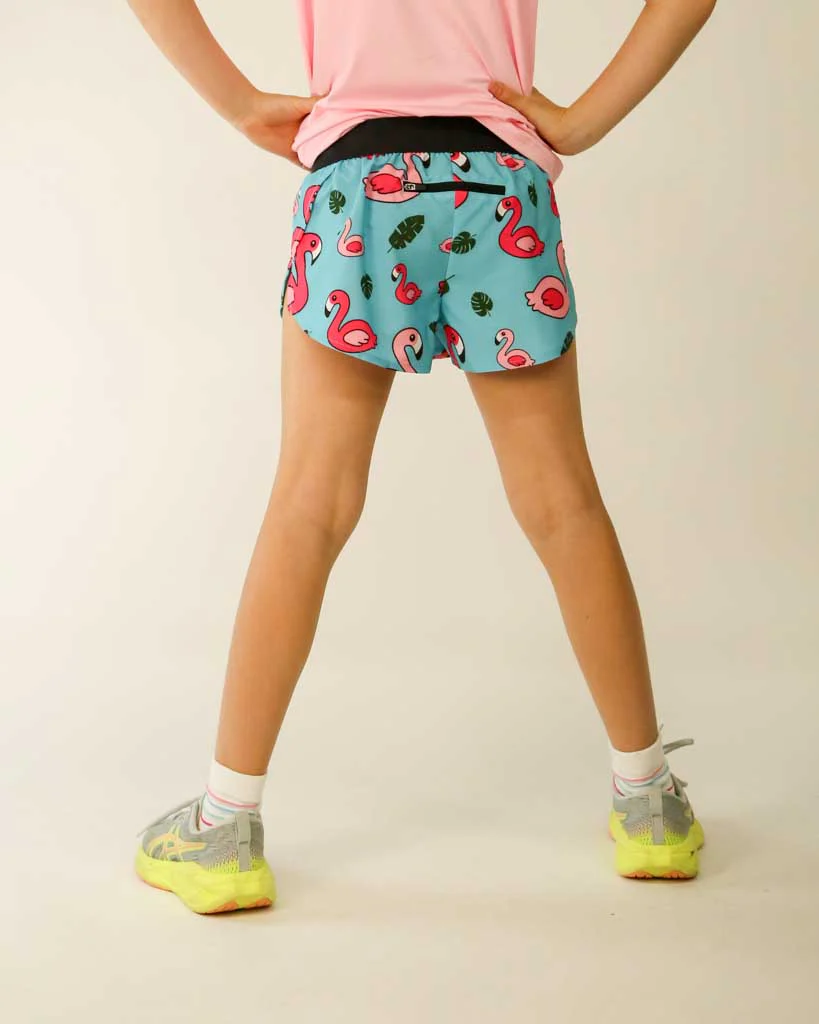 Girls' Blue Flamingo Running Shorts - Image 3
