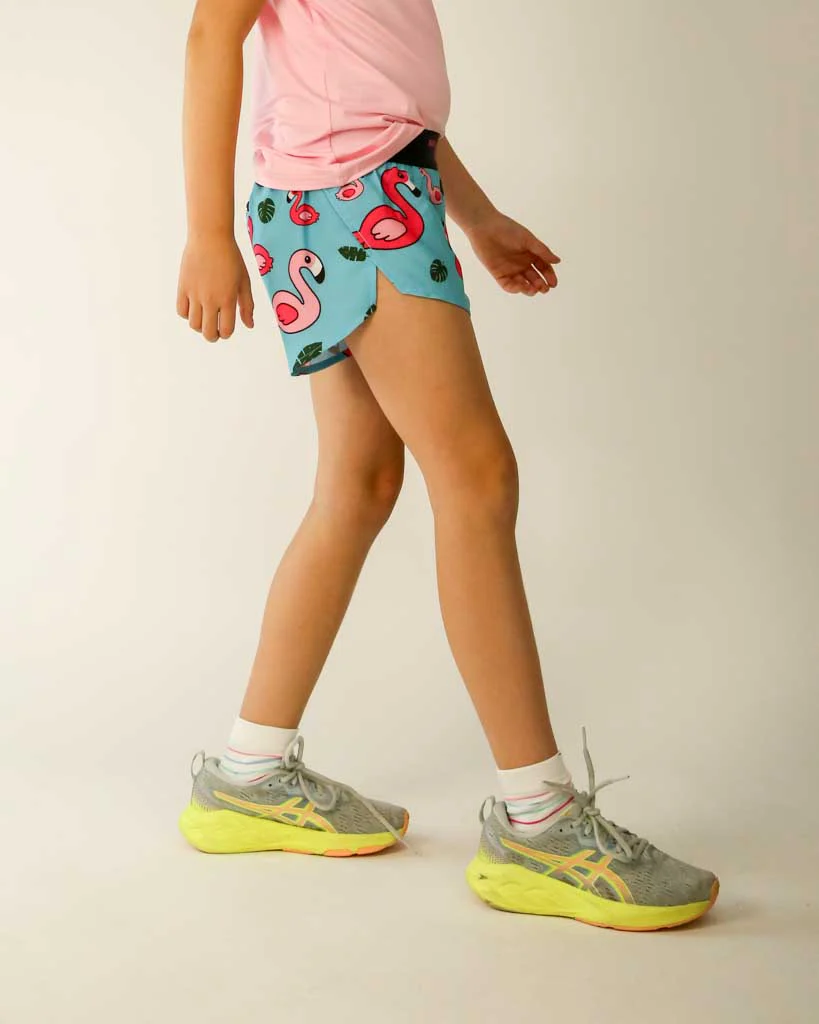 Girls' Blue Flamingo Running Shorts - Image 4