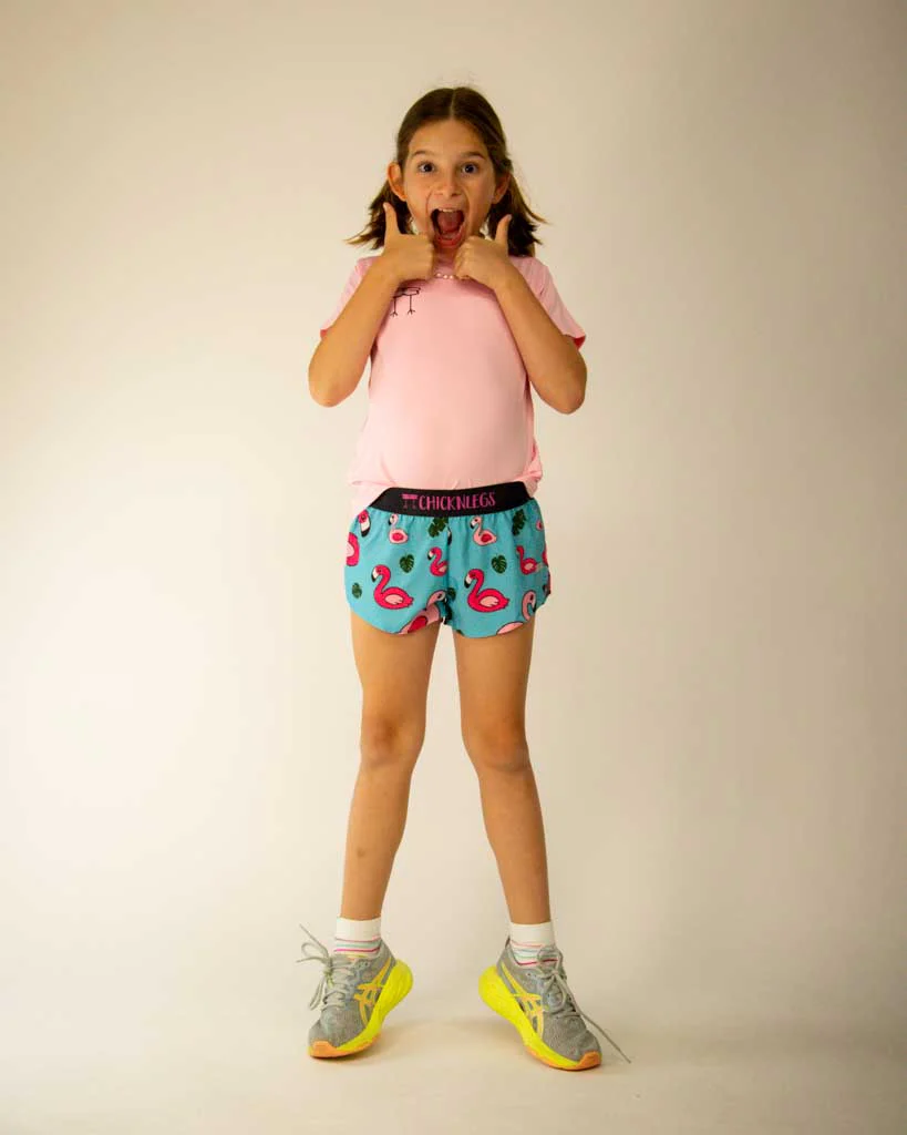 Girls' Blue Flamingo Running Shorts - Image 6