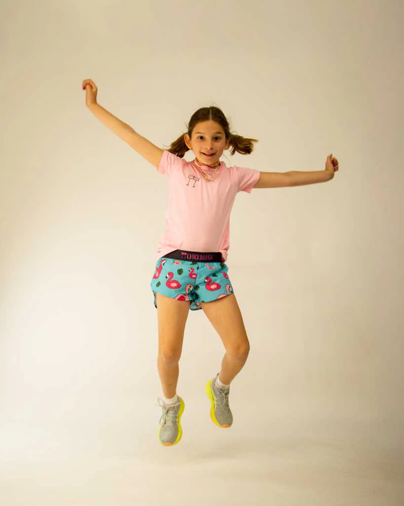 Girls' Blue Flamingo Running Shorts - Image 8
