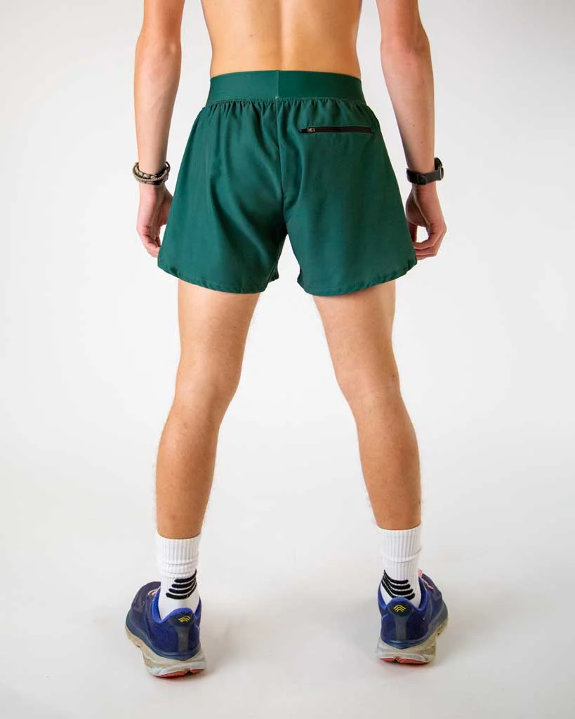 Men's Forest Green 4" Half Split Shorts - Image 4