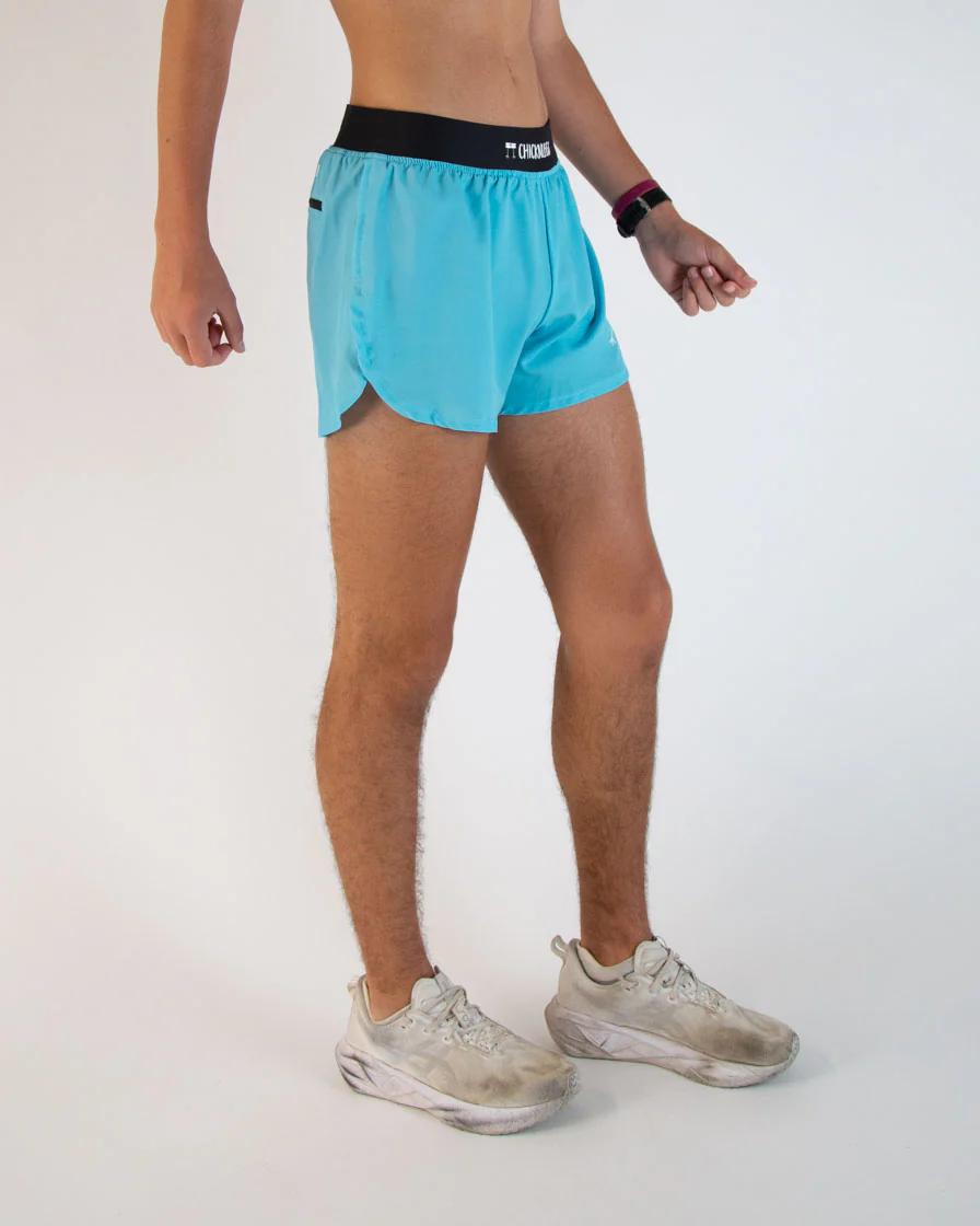 Men's Sky Blue 4" Half Split Shorts - Image 2