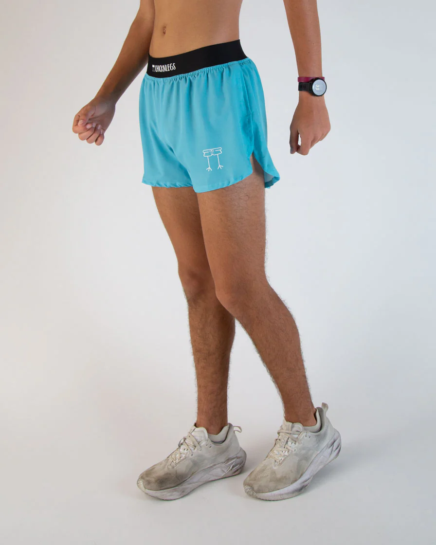 Men's Sky Blue 4" Half Split Shorts - Image 3