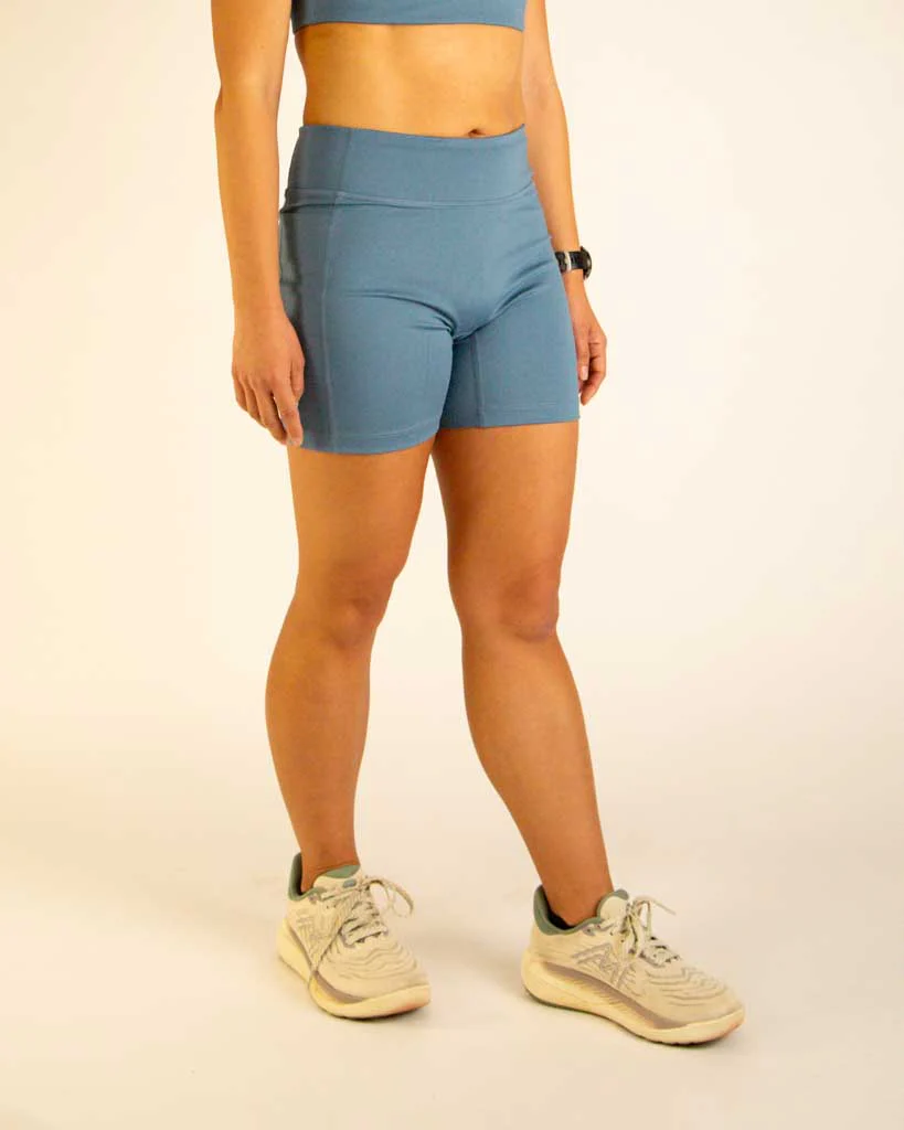 Women's FLY High-Waisted 5" Biker Shorts – Slate Blue - Image 3