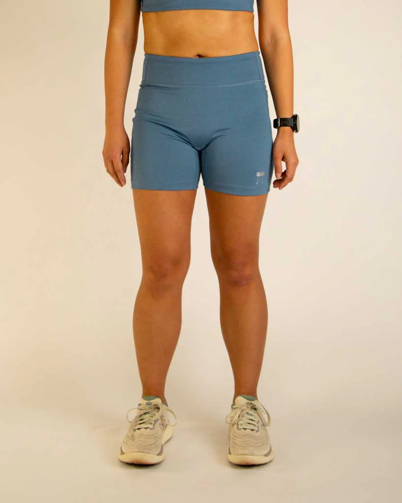 Women's FLY High-Waisted 5" Biker Shorts – Slate Blue - Image 4