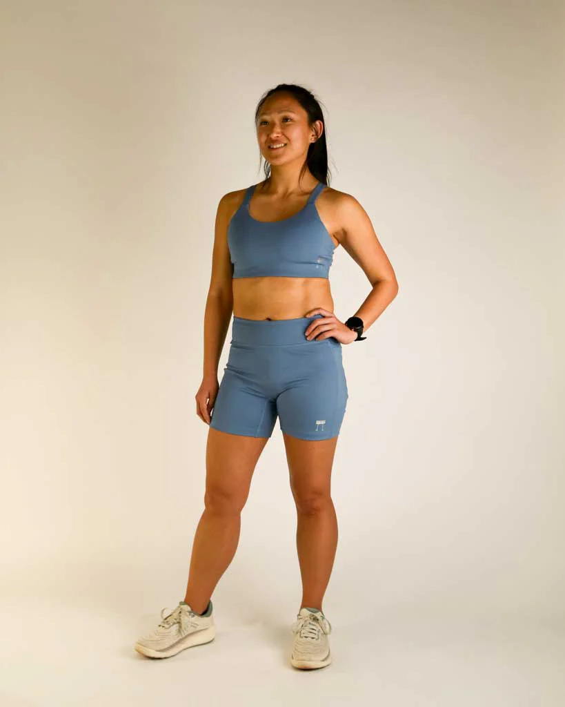 Women's FLY High-Waisted 5" Biker Shorts – Slate Blue - Image 6